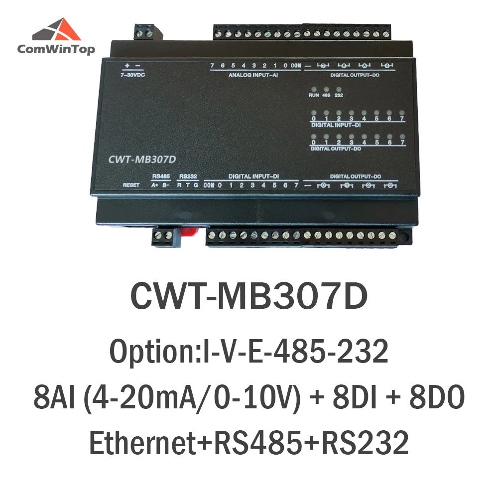 

CWT-MB307D 8AI + 8DI + 8DO RS485 RS232 Ethernet Modbus Rtu отложным воротником Tcp ввода/вывода Модуль сбора