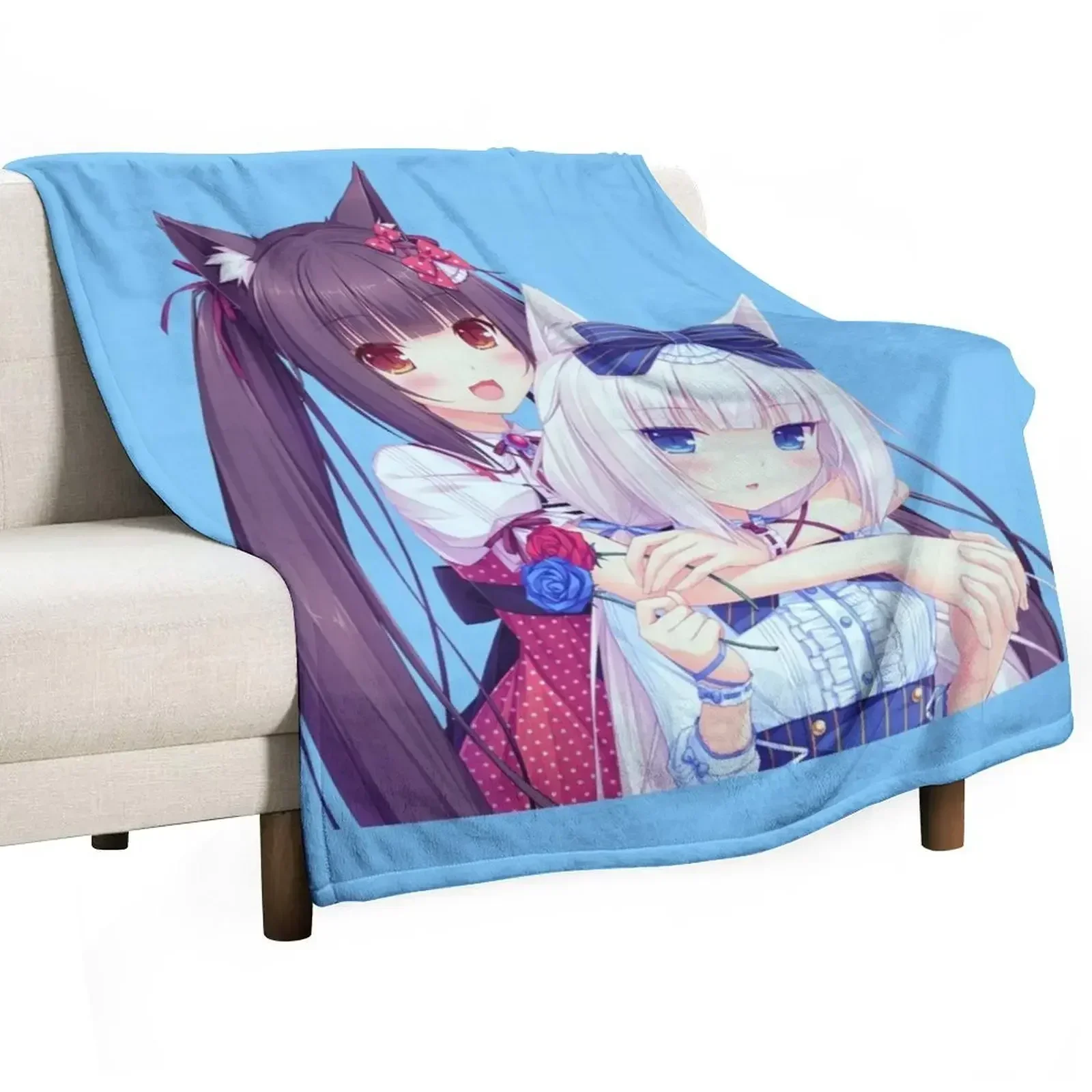Ваниль Чокола Nekopara Catgirl аниме Kawaii пледы теплое зимнее милое одеяло Элитный бренд