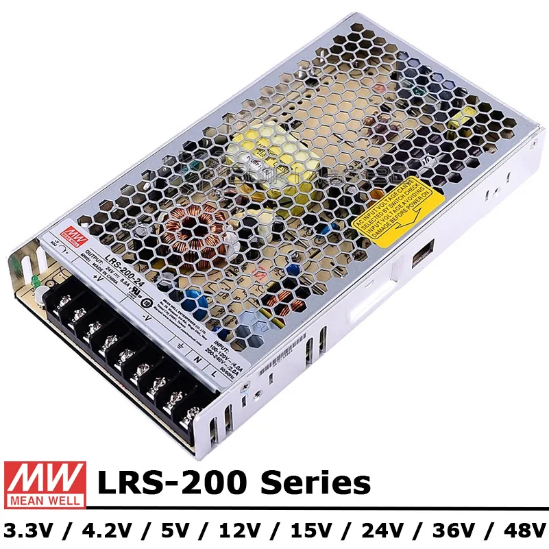 

Meanwell LRS200 Switching Power Supply 200W Single Output DC 3.3V 4.2V 5V 12V 15V 24V 36V 48V Mean Well MW LRS-200