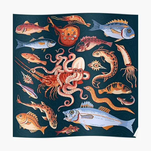 

Pompeii Marine Mosaic Poster Painting Picture Art Mural Print Wall Funny Decoration Room Decor Vintage Home Modern No Frame