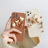hello kitty candy bear 3d doll for girls phone cases for iphone 13 12 11 pro max xr xs max 8 x 7 se 2020 shockproof soft cover