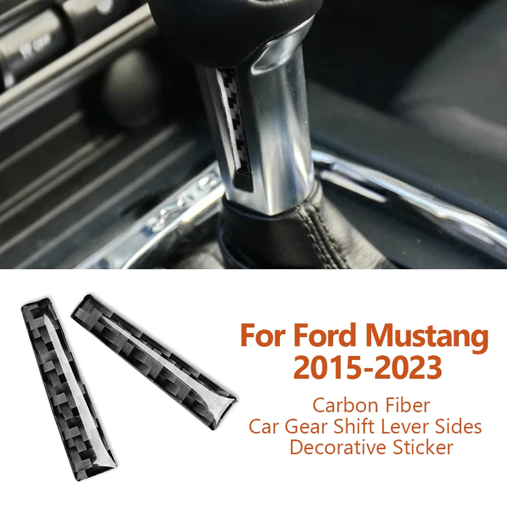 

For Ford Mustang 2015-2023 Carbon Fiber Car Central Control Gear Shift Lever Sides Decorative Stickers Auto Interior Accesorios