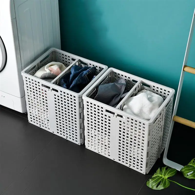 

White Household Foldable Storage Basket Toys Sundries Container Multifunctional Dirty Laundry Storage Organizer