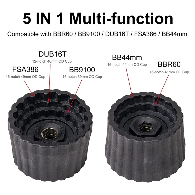 Инструмент для каретки велосипеда 5 в 1 12/16 невырез 39/41/44/46/49 мм Shimano BBR60 BB9100 SRAM Dub 16T