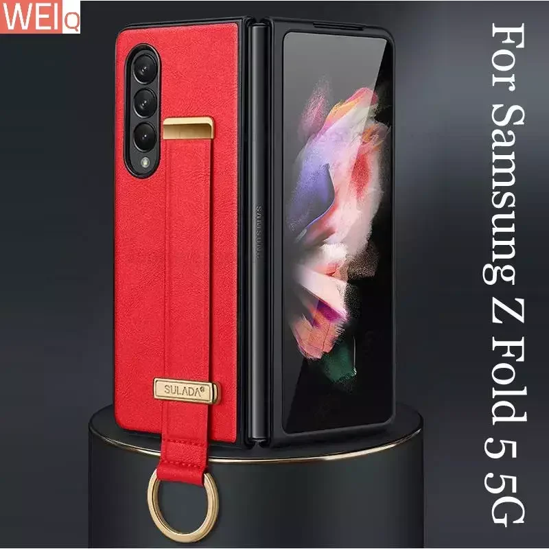 

Sulada для Samsung Galaxy Z Fold 5 4 3 кожаный чехол для телефона ZFold5 ZFold4 металлическое кольцо-держатель браслет подставка чехол