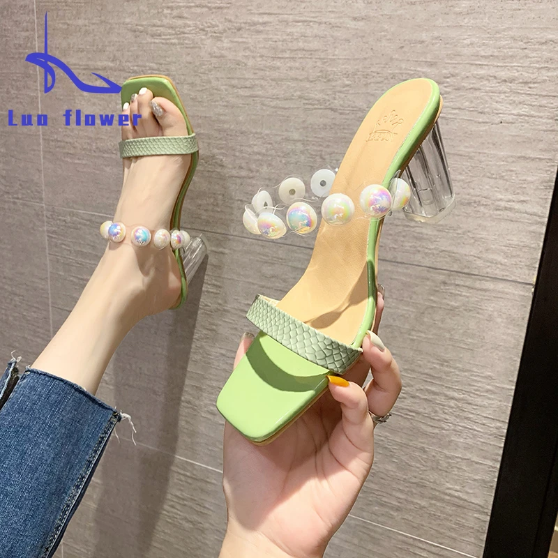 

Crystal Thick Heel Sandals Women 2022 Summer New High-heeled Transparent Fairy Wind Small Fresh Temperament Fashion Sandals T
