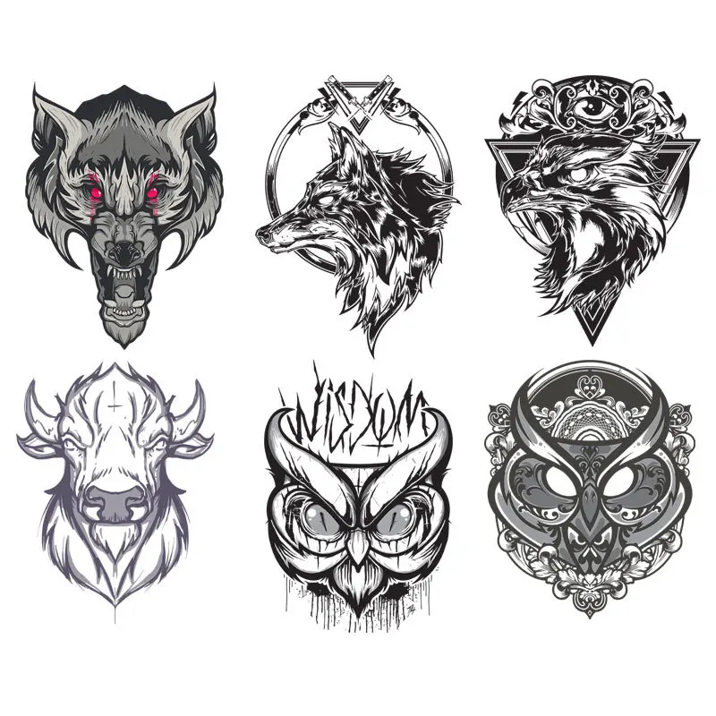 

Cartoon animal Wolf Cow Owl heat transfer Iron On Patches Home hot press clothing DIY accessories Children's T-shirt decoration