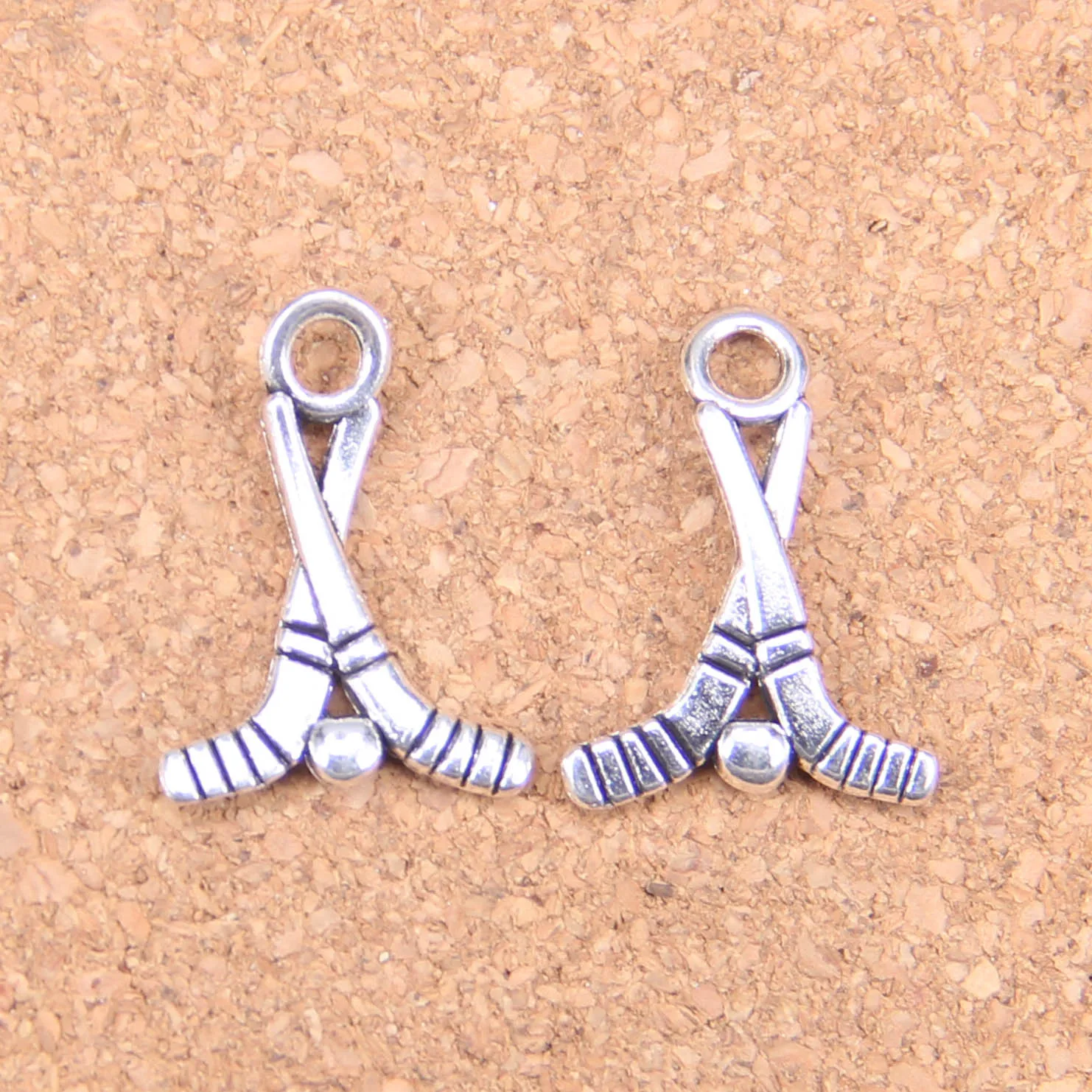 

126pcs Charms hockey club 16x23mm Antique Pendants,Vintage Tibetan Silver Jewelry,DIY for bracelet necklace