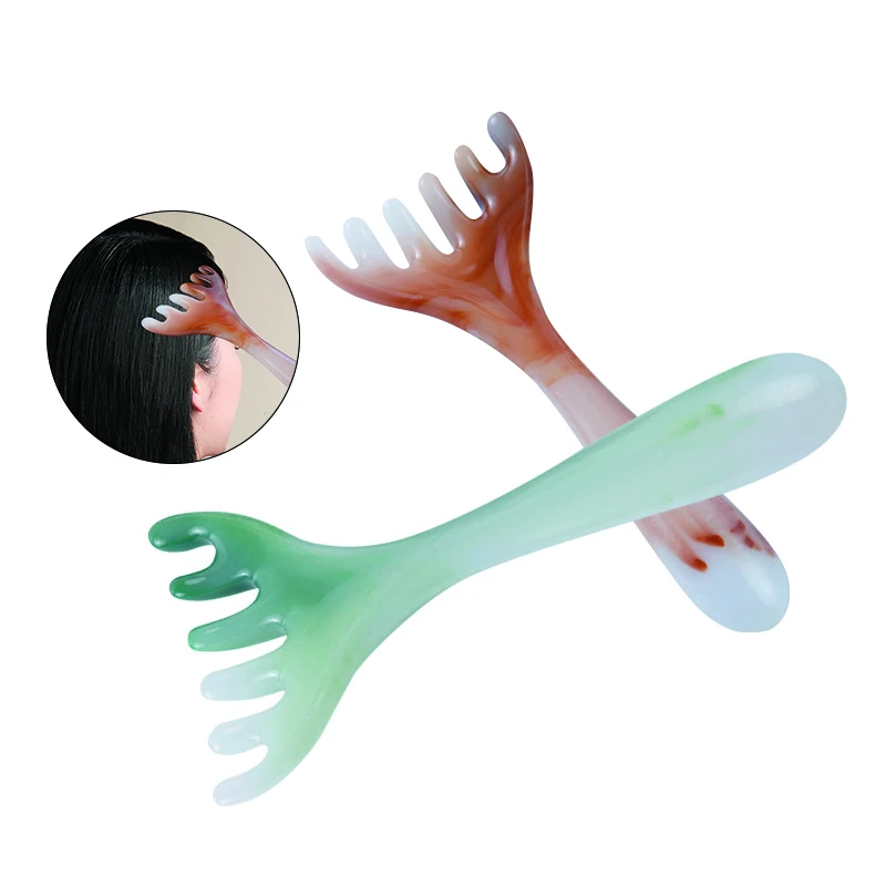 Полимерный рог Расческа с длинной ручкой и широкими зубьями Массажная