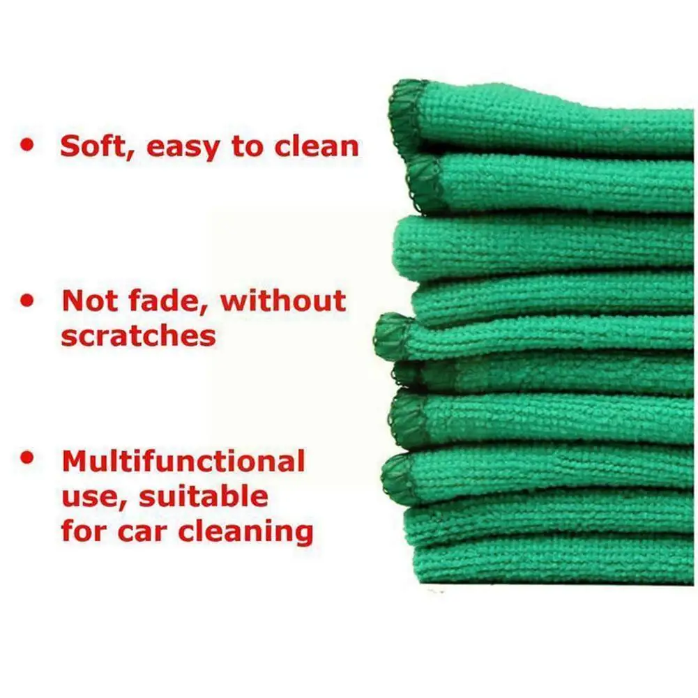 

10pcs Superfine Fiber Towels Soft Cloths Car Wash Towel Cleaning Microfiber Duster Detailing Green Auto Towels H0e5