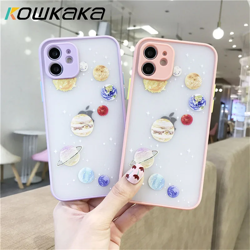 

Kowkaka For iPhone 11 Pro Phone Case Colorful Planet Back Cover For iPhone 13 Pro Max 12 Mini X XS Max XR 7 8 Plus SE 2020