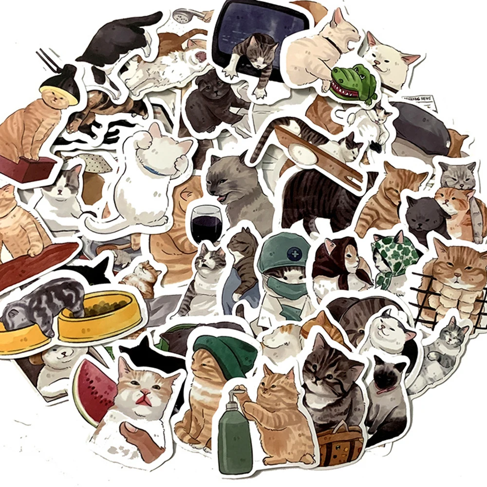 

10/30/54pcs Cute Cat Stickers Kawaii Animal Decals DIY Suitcase Fridge Phone Laptop Guitar Car Graffiti Cartoon Sticker Kids Toy