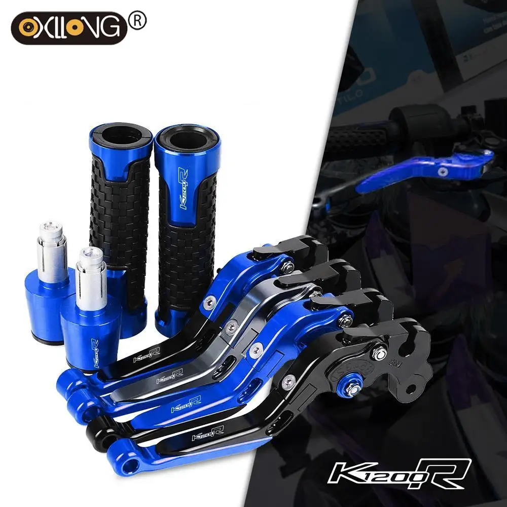 

K1200R SPORT LOGO Motorcycle Aluminum Brake Clutch Levers Handlebar Hand Grips ends For BMW K1200R SPORT 2006 2007 2008