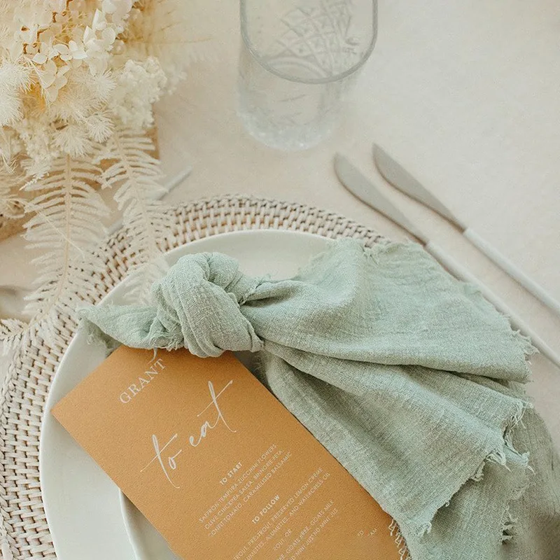

42*42cm Wedding Napkin Cotton Cloth Rustic Gauze Hanky Tea Towel Dining Place Mats Wedding Supplies Linen Home Table Decor