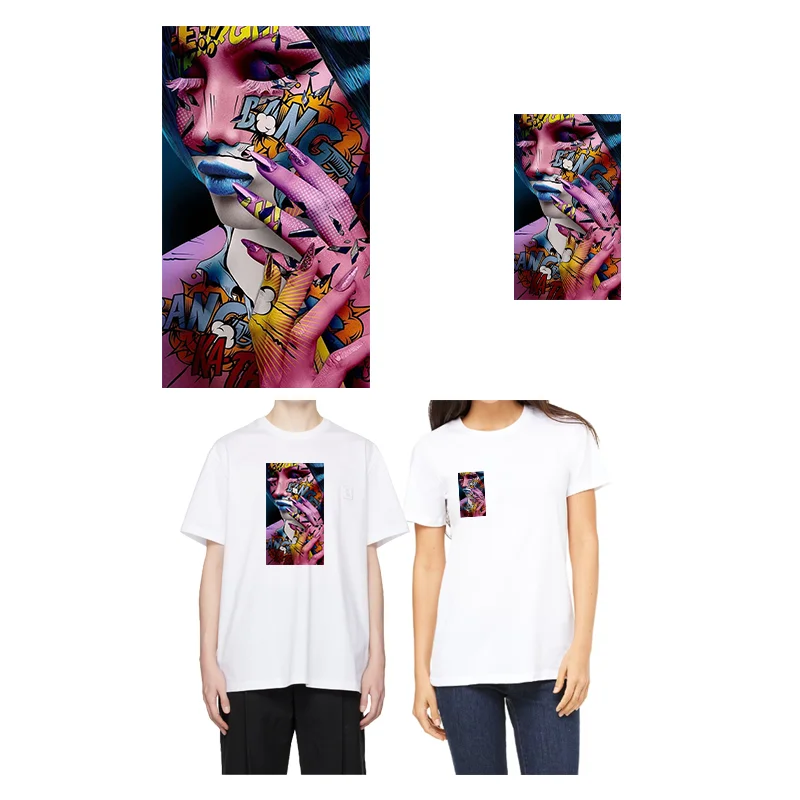 

Clothing Thermo Adhesive Patches Creative European and American style graffiti sexy beauty illustration printing pattern Sticker