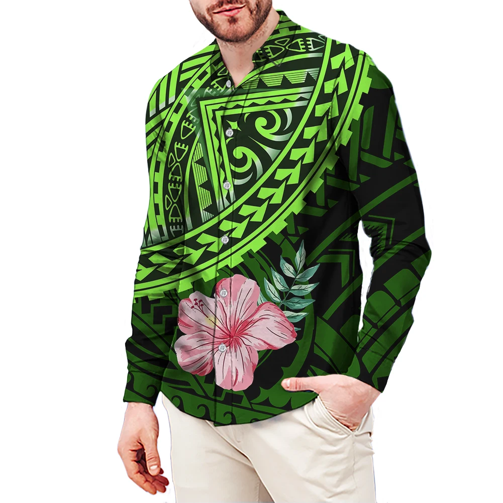 Couple Suit Customized On Dress 7XL Demand Shirt Big Size 6XL Polynesian Traditional Tribe Ethnic Style Mens Long-Sleeve Shirt