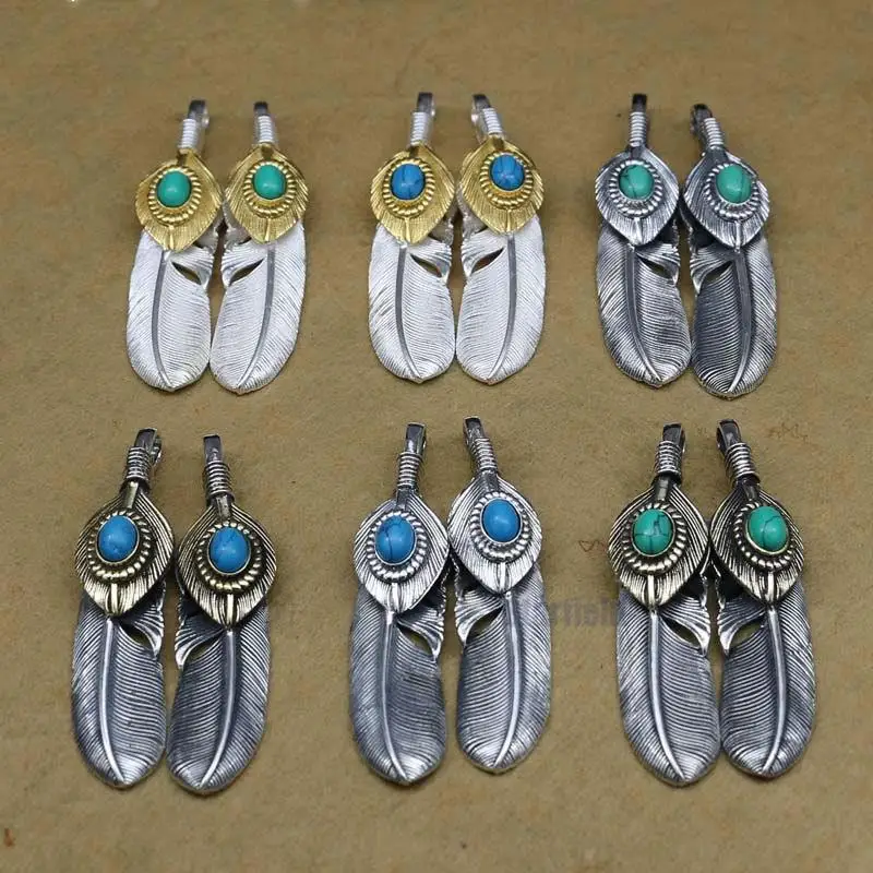 

Takahashi Kagura Goro's On The Gold Rosewood Feathers Glass Beads Chain Pendant Sterling Silver 18k Gold Pendant