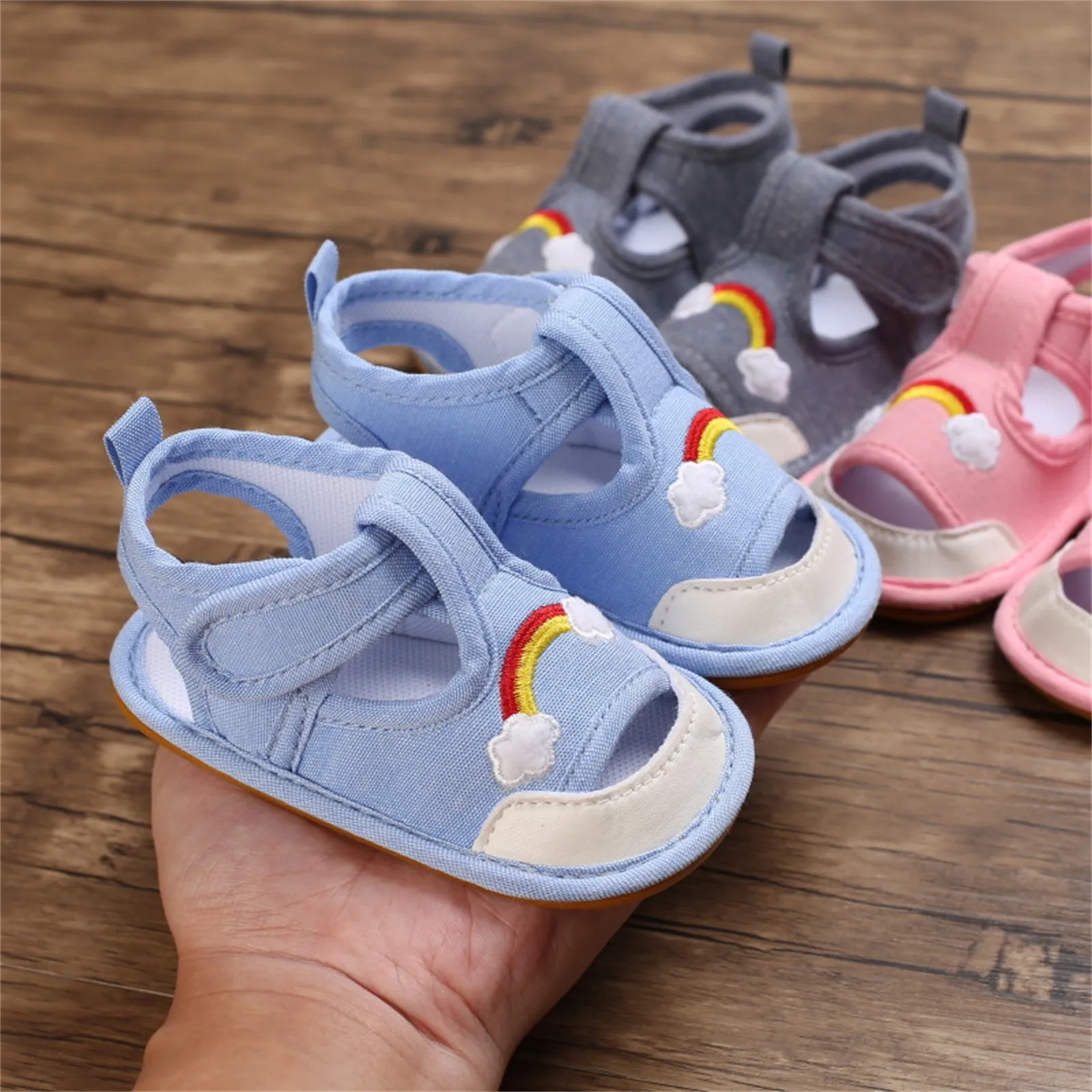 

Baby Boy Girl Shoes Summer Cute Rainbow Sandals Soft Comfort Anti-slip Infant Sandals Toddler First Walkers Shoes zapatos mujer