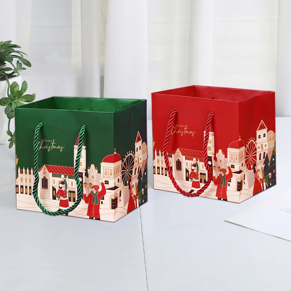 

Christmas Paper Bag Thicken Durable Handbag Convenient Cartoon Gift Bag Christmas Eve Gift Bag Christmas Apples Bag