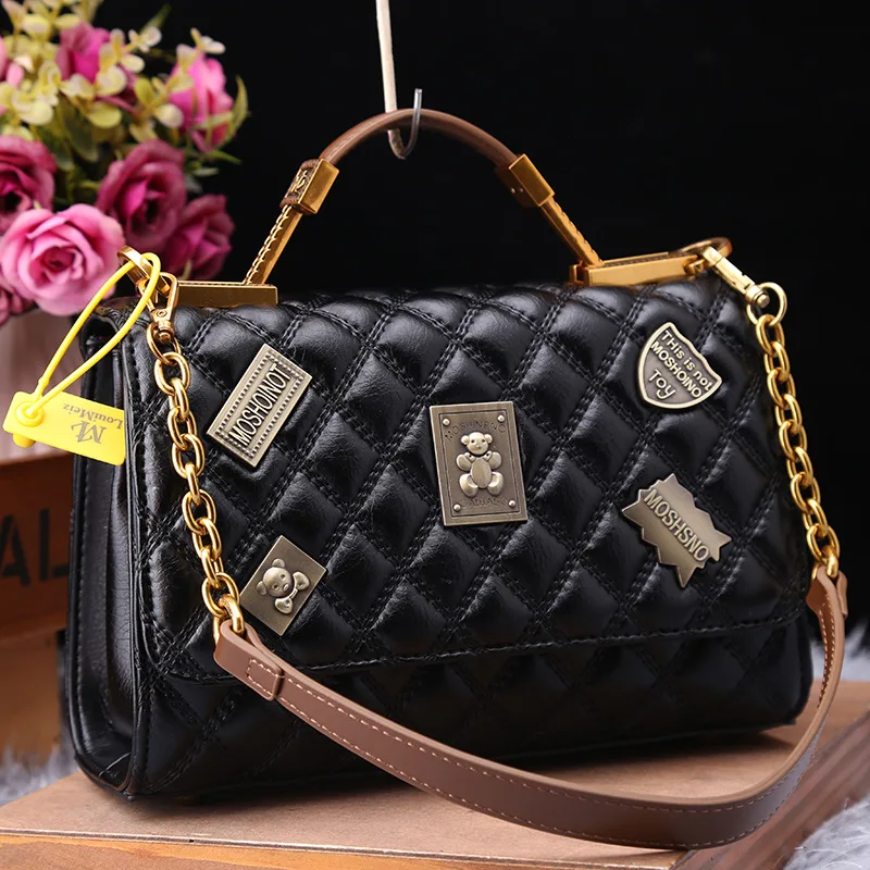 

Female Bag 2023 New Fashion Authentic Badge Diamond Chain Shoulder Bag Advanced Joker Slung Bag Tide Women Handbags