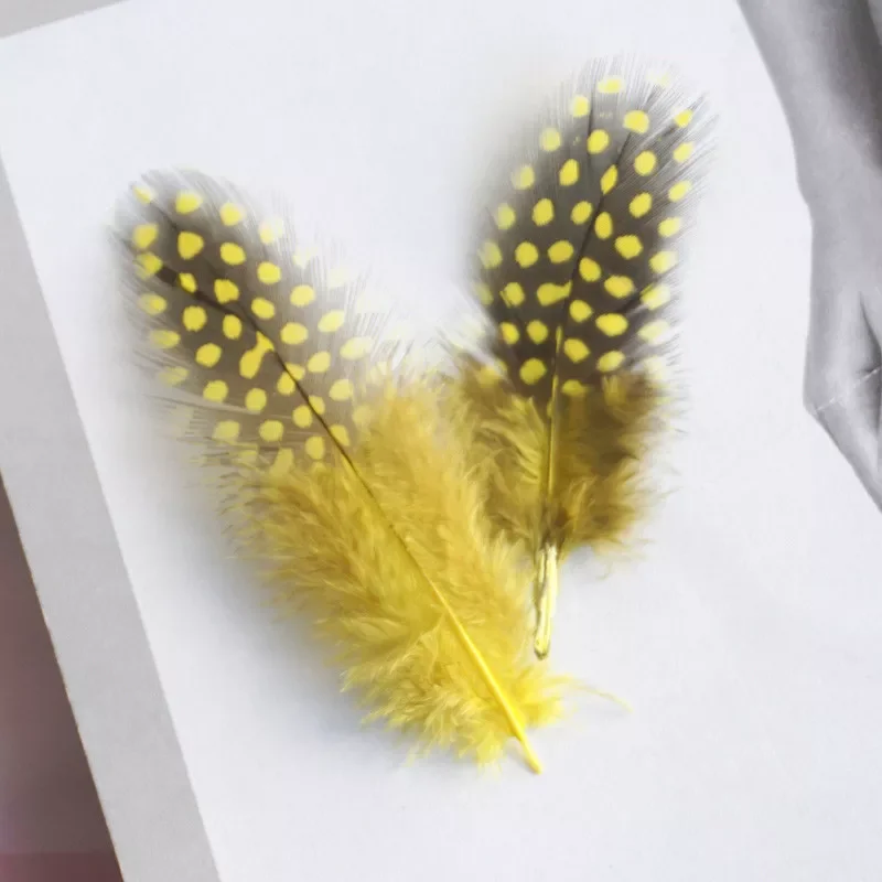 

Natural Guinea Fowl Spotted Feather Crafts 45-80 mm Chicken Feather Beautiful Gull Extension Feathers for Home Decor feather