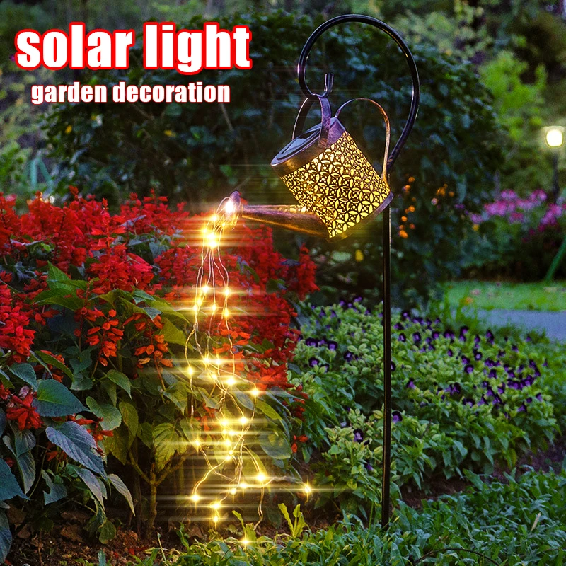 

Садовый светильник на солнечной батарее для газона, декоративная металлическая железная лампа для чайника, водонепроницаемый уличный светильник IP65 с установленной гирляндой для полива