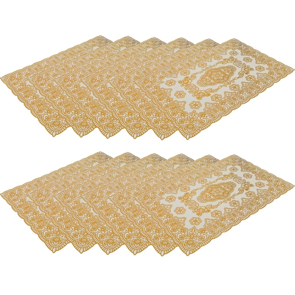 

Gold Pressed Vinyl Placemats Set of 12 Rectangle Oval Table Mats Decorative Piece Suitable for Various Tables