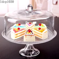 Beads Relief Glass Cake Stand Decorative Glass Cover Compote Dessert Plate Pastry Serving Tray Wedding Dinnerware Buffet Utensil