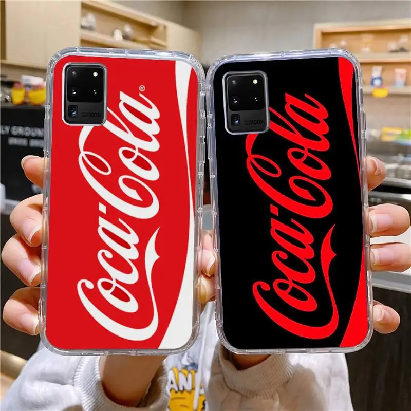 

C-Coca-Fashion Cola Phone Case For Samsung Galaxy S10 S10e A70 Edge S22 S23 Plus Ultra Note10 Transparent Cove