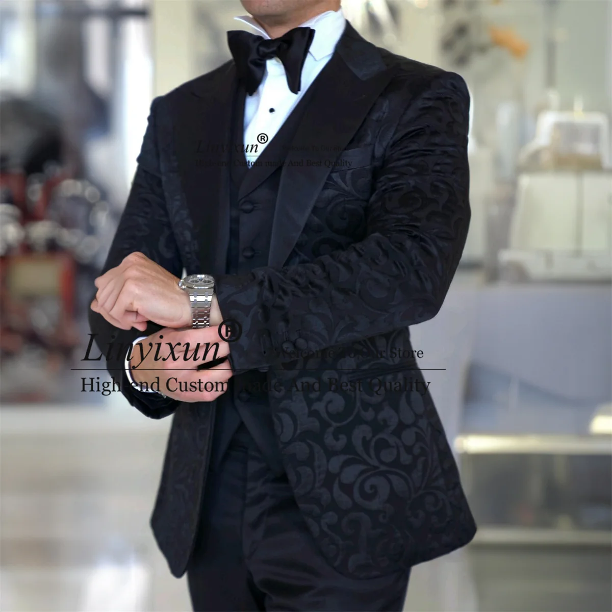 

Жаккардовые свадебные костюмы для мужчин смокинги для жениха с заостренным лацканом облегающие деловые мужские блейзеры комплект из 3 предметов мужские костюмы