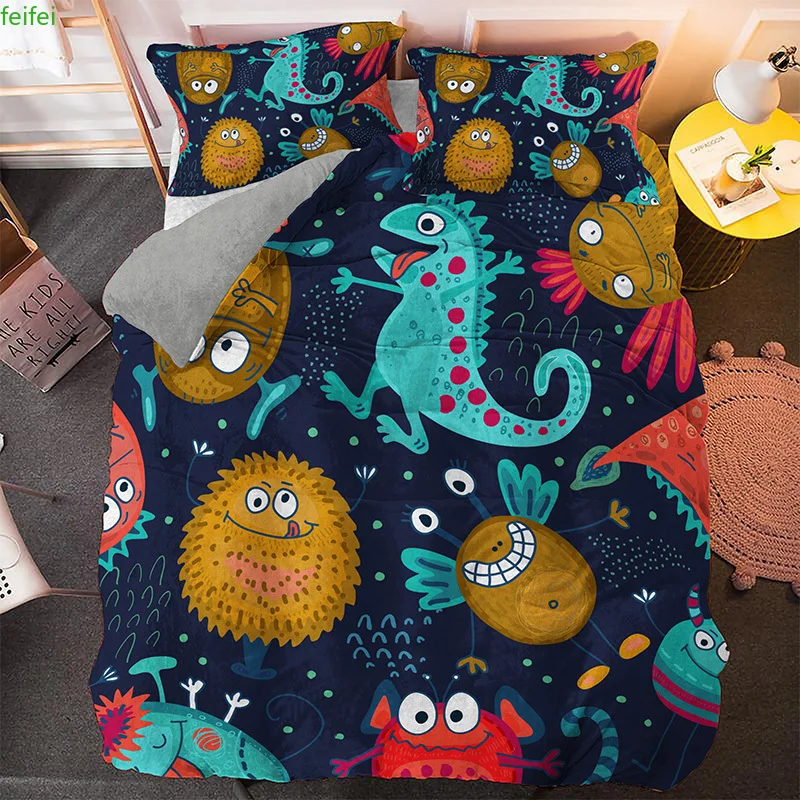 

Dinosaur Family Bedding Set For Kids Cartoon Printed Single Double Size Boys Duvet Covers Sets With Pillowcase 2/3 Pieces
