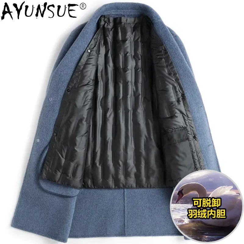 

en Men's Medium Albaka Coat Down Casual Winter Thicken Non-cashmere Double-sided Wool Jacket for Men