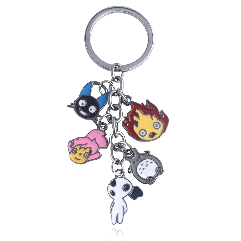 

Ponyo Totoro Keychain Miyazaki Hayao Spirited Away Ponyo on the Cliff Cartoon Badge Key Ring Backpack Clothing Jewelry