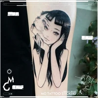 japanese dark comics evil kawakami tomie double sided girl waterproof arm temporary fake tattoo sticker
