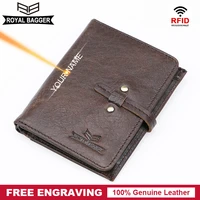 royal bagger slim short wallet for men genuine cow leather retro fashion man purse card holder rfid block wallets male pocket