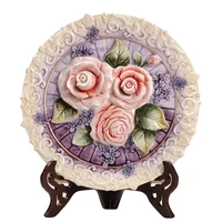 3d purple rose decorative wall dishes porcelain decorative plates home decor crafts room decoration accessories figurine