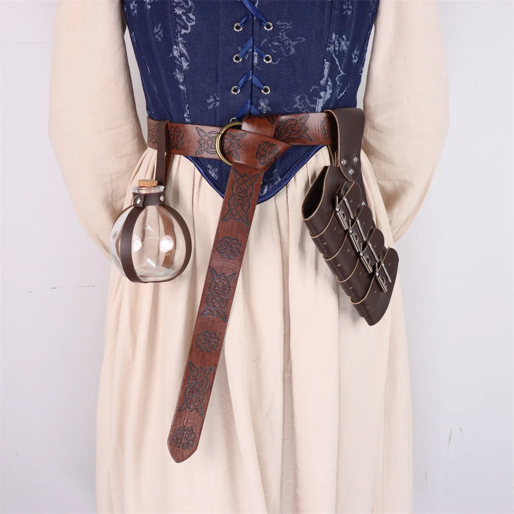 Кожаная поясная сумка в средневековом стиле для ролевых игр