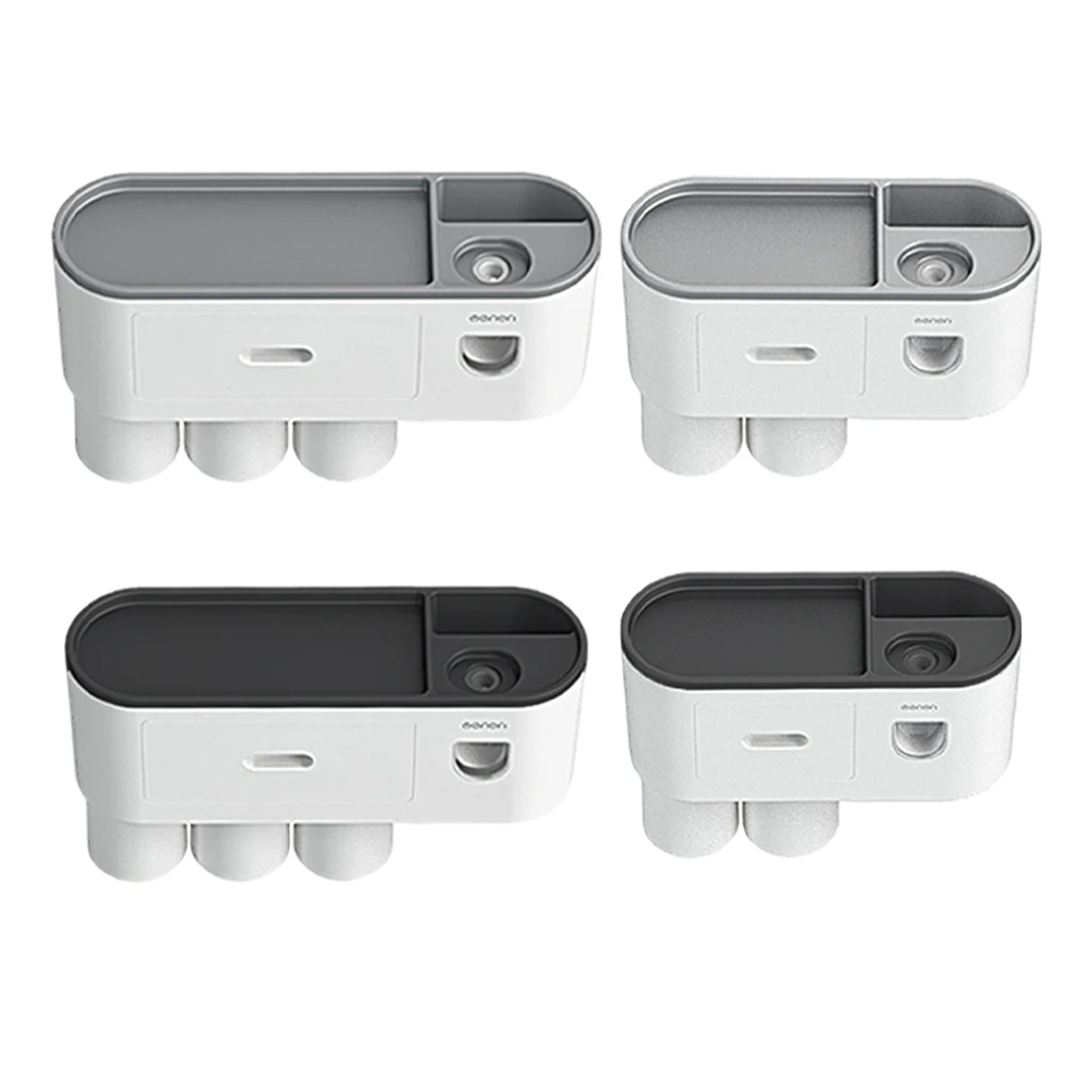 

Toothbrush Rack Wall Mounted, Automatic Toothpaste Dispenser Set Hanging Toothbrush Holder with Drawer for Bathroom