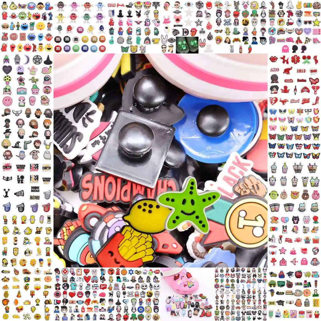 

Оптовая продажа 100 шт. Мультяшные животные аниме цветы инопланетянин Красочные Подвески для обуви аксессуары для обуви из ПВХ украшение для...