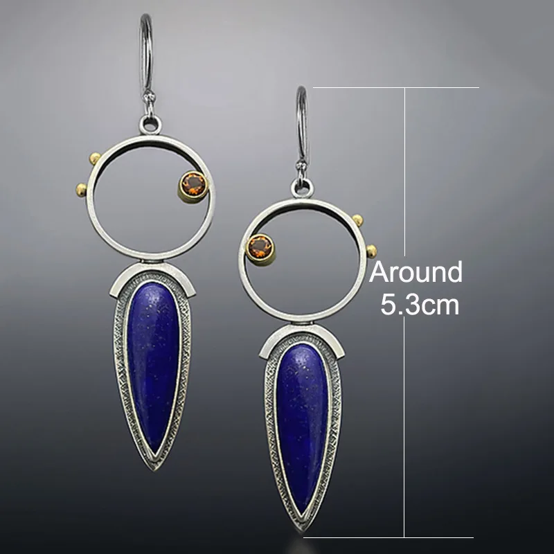 geometric lapis lazuli earrings Bohemian unique drop-shaped new earrings accessories wholesale earrings for women
