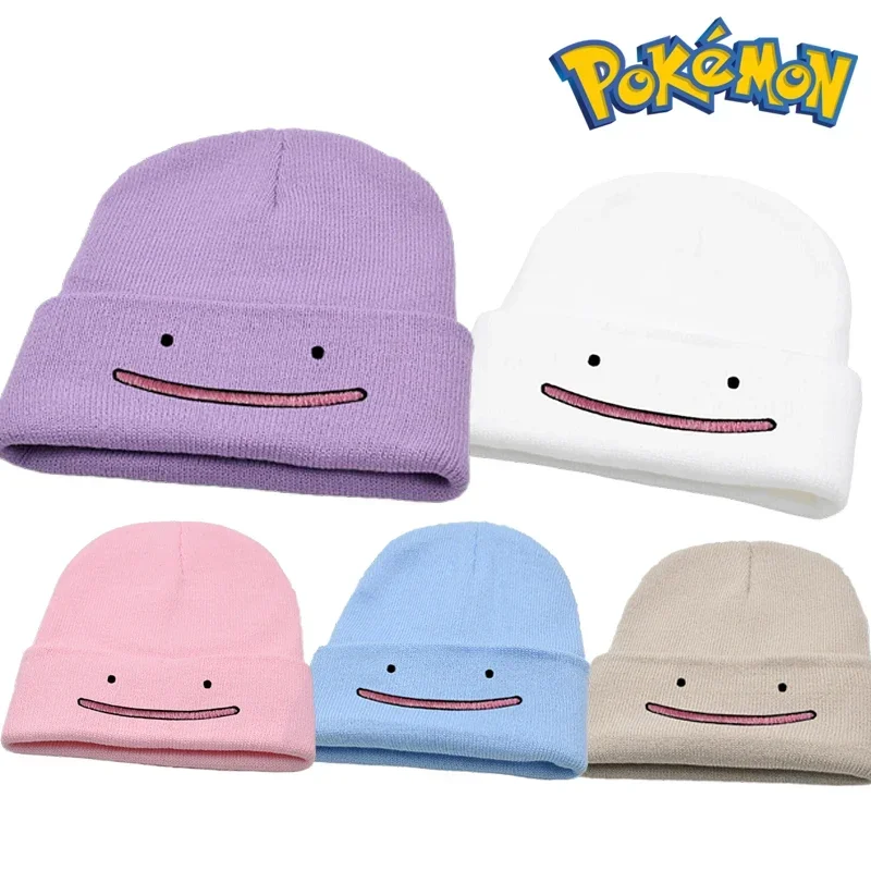 Зимняя теплая облегающая шапка Pokemon Ditto облегающие трикотажные шапки с аниме