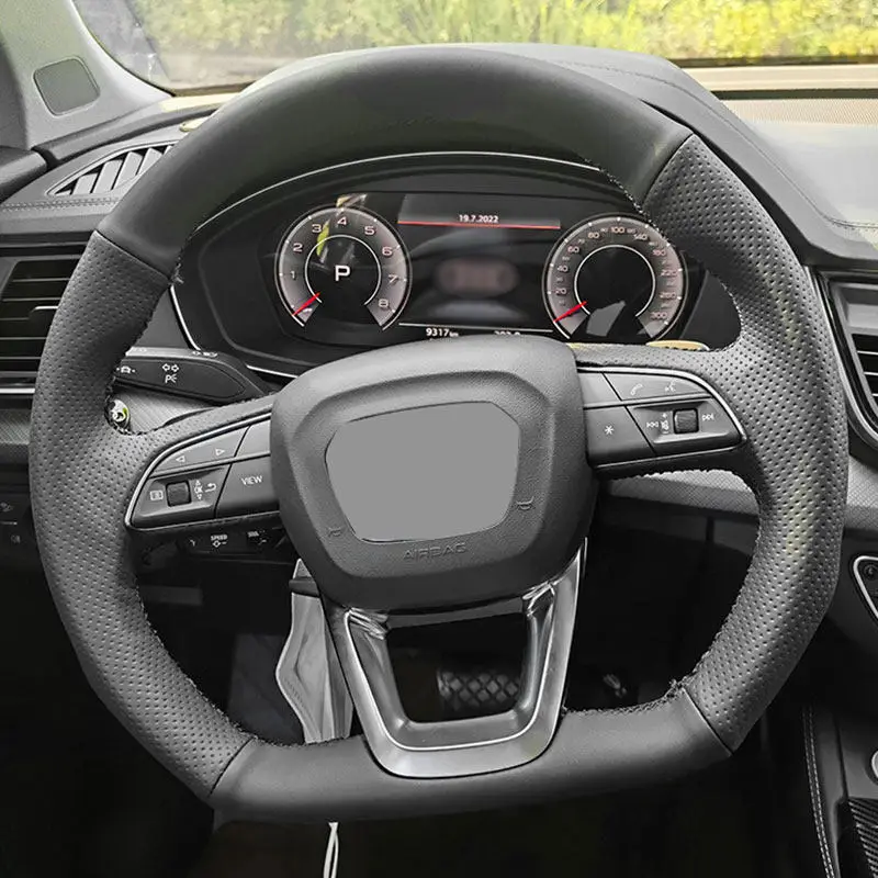 Для Audi Q3 F3 Q5 FY SQ5 Q7 4M SQ7 Q8 SQ8 RS (D-образная) ручная строчка перфорированная кожа