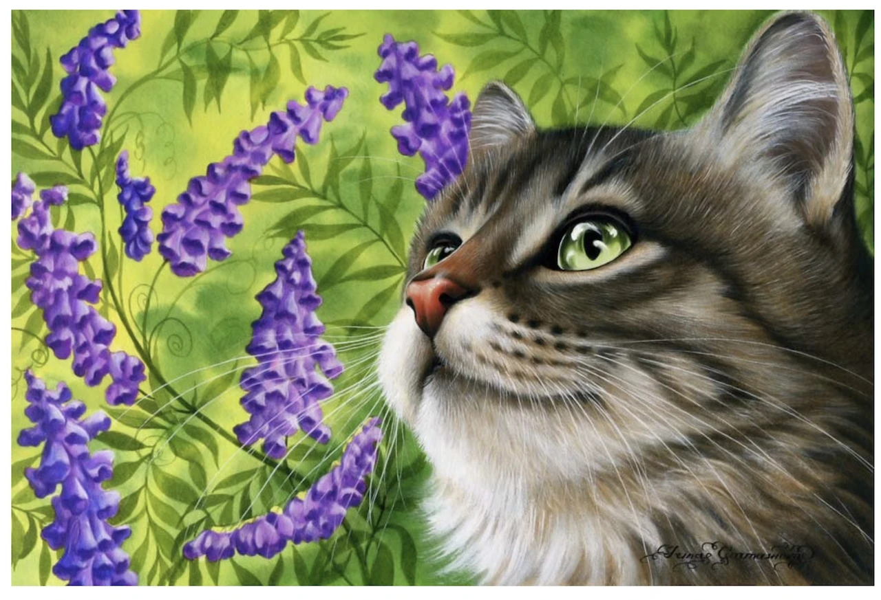 Purple flowers and cats sewing kit 18CT 16CT 14CT Unprinted Cross Stitch Kits Embroidery Art DIY Handmade Needlework Home Decor