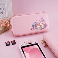 playvital pink cute carrying case for nintendo switch lite girl storage case thumb grip caps for switch lite