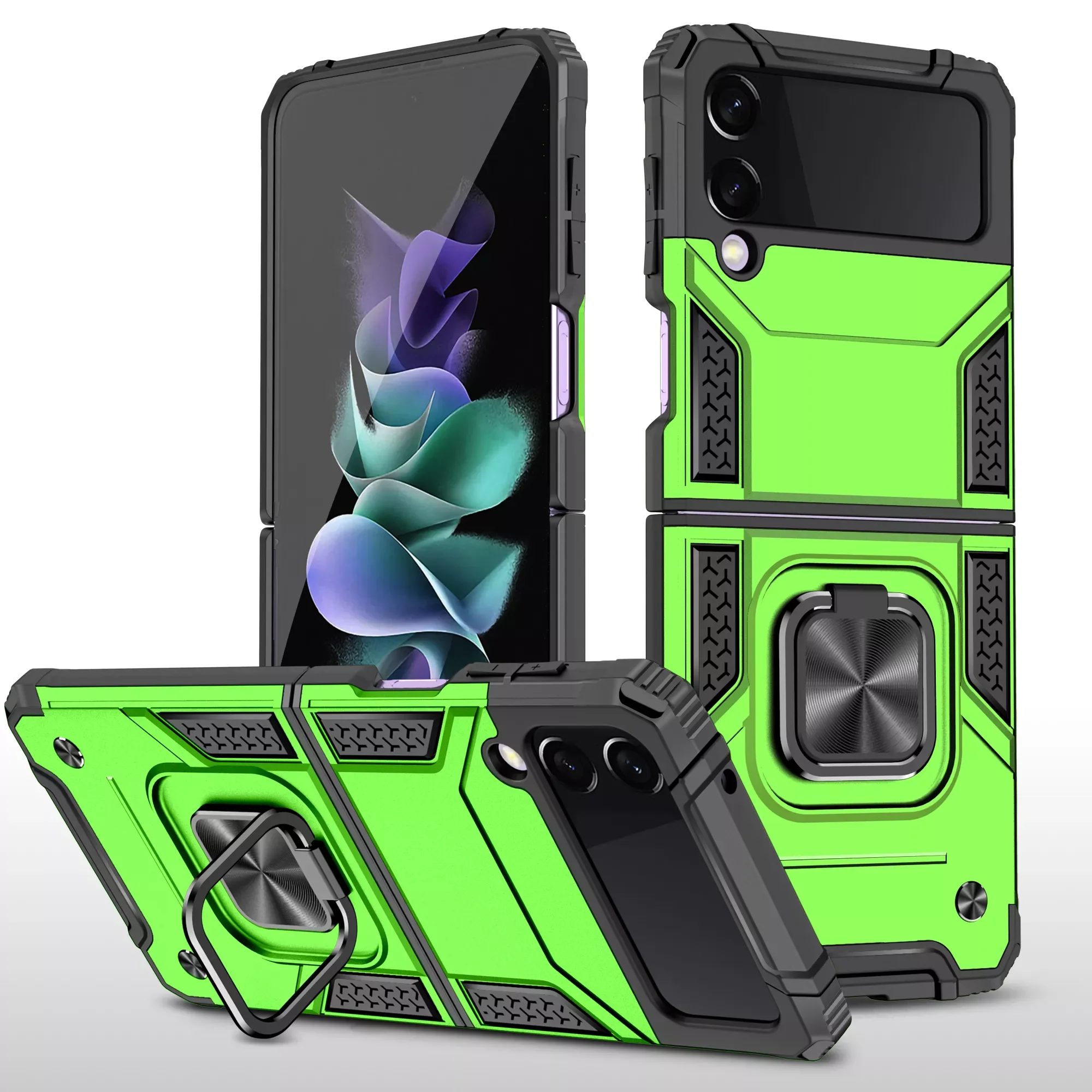 

Shockproof Finger Ring Folding Case for Samsung Galaxy Z Flip3 Flip 4 Flip4 Flip 3 5G Anti-knock Drop Protection Cover Coque