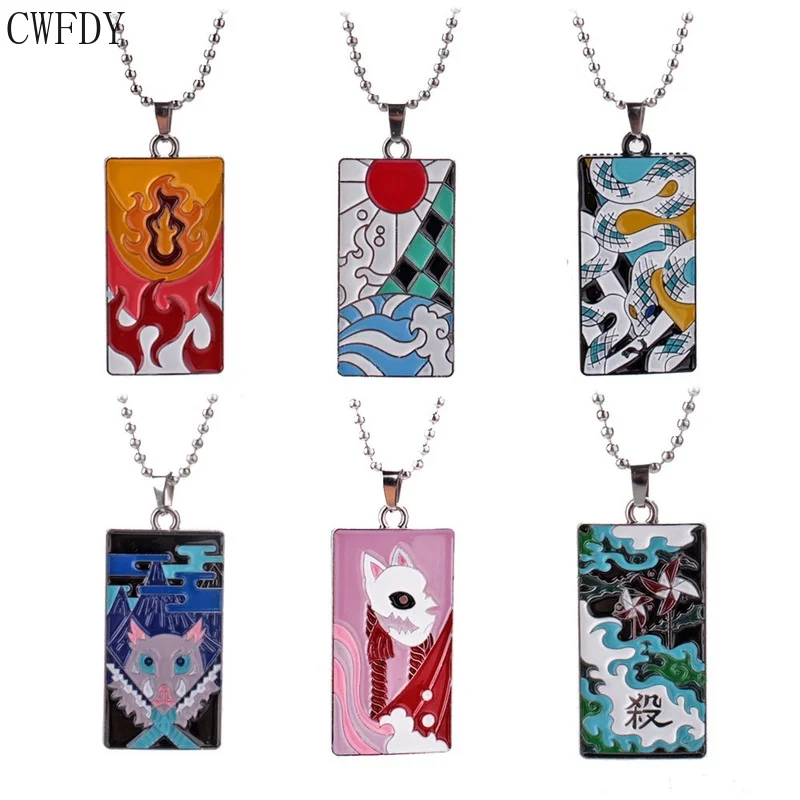 

New Anime Demon Slayer Pendant Necklace Kimetsu No Yaiba Rengoku Kyoujurou Uzui Tengen Kanroji Mitsuri Colar For Girlfriend 60cm