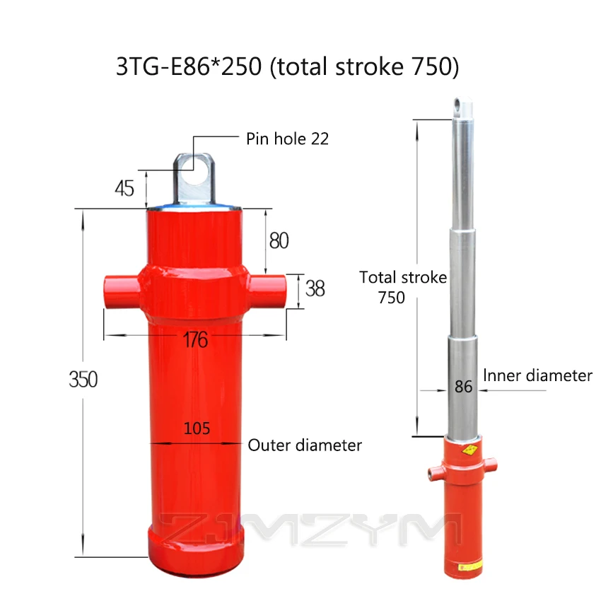 

Гидравлический цилиндр ZJMZYM 3TG-E86*250/3TG-E86*300