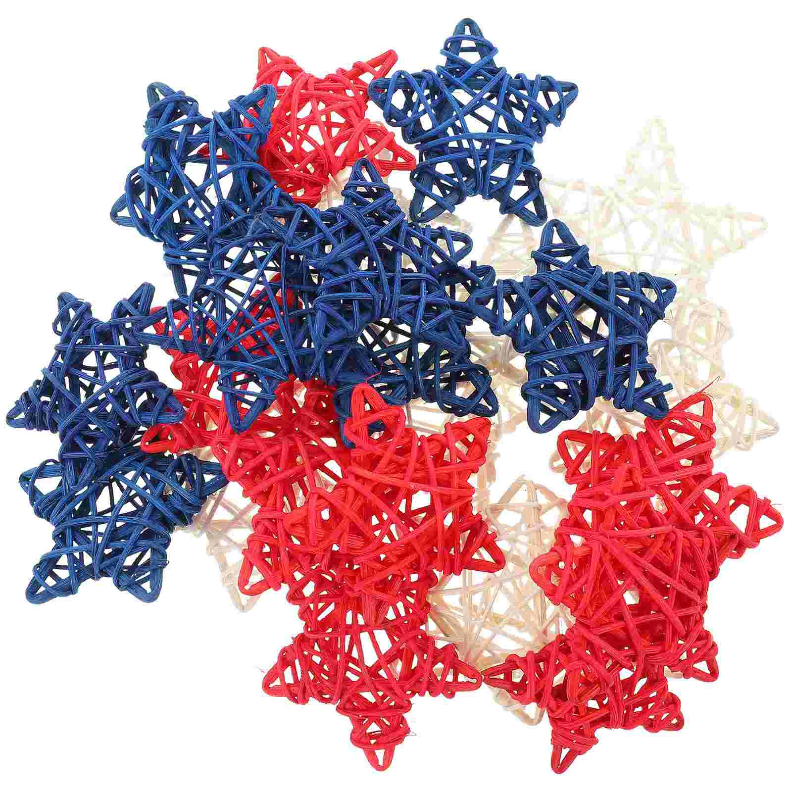 

24pcs Rattan Stars Patriotic Rattan Stars Ornament Hanging Rattan Stars Photo Props