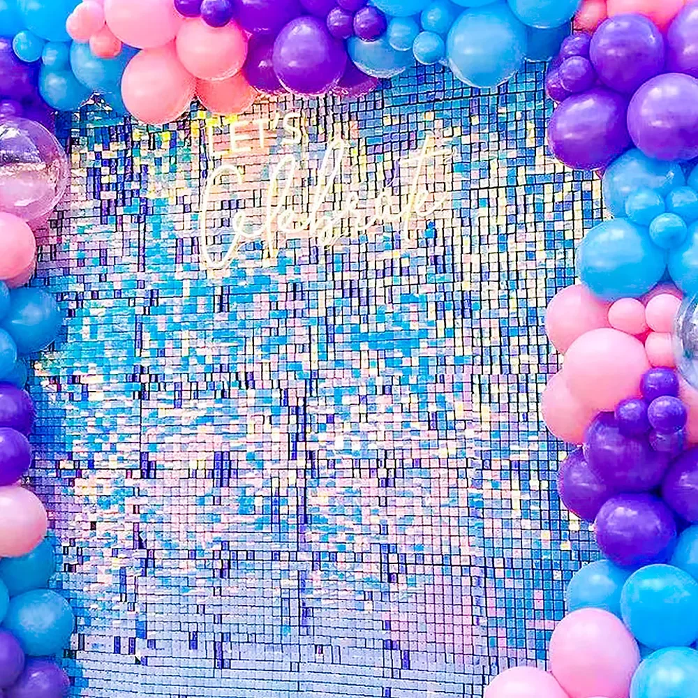 

Iridescent Party Sequin Backdrop Glitter Shimmer Square Sequin Panel Wall Popular Wedding Decor Baby Shower Birthday Decoration
