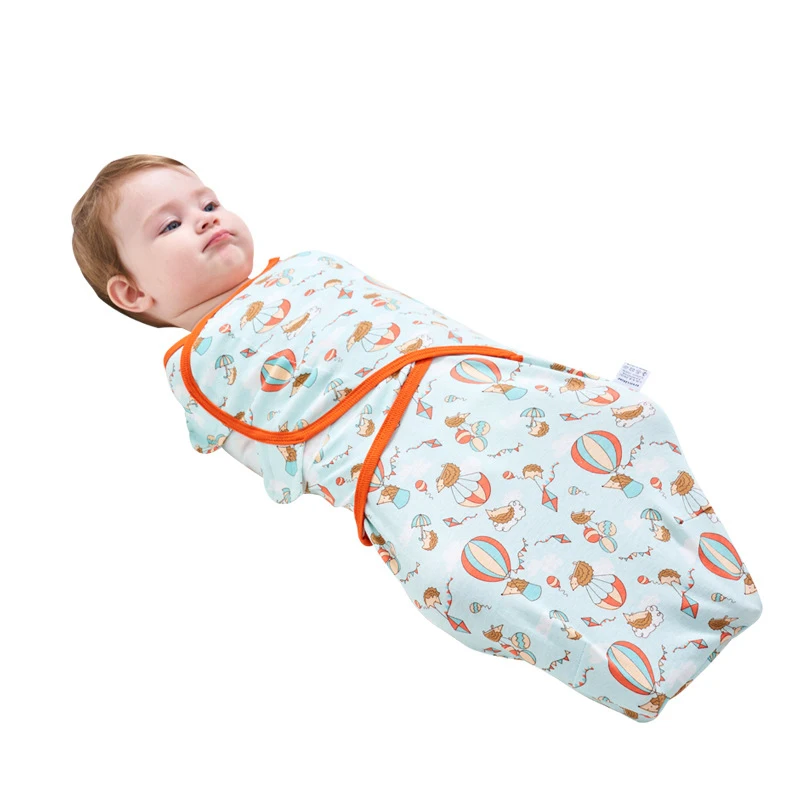 

2 Pcs 100% Cotton Baby Swaddle Wrap Baby Sleeping Bag Kawaii Blanket for Newborn Prevent Baby From Startling While Sleeping 0-8M